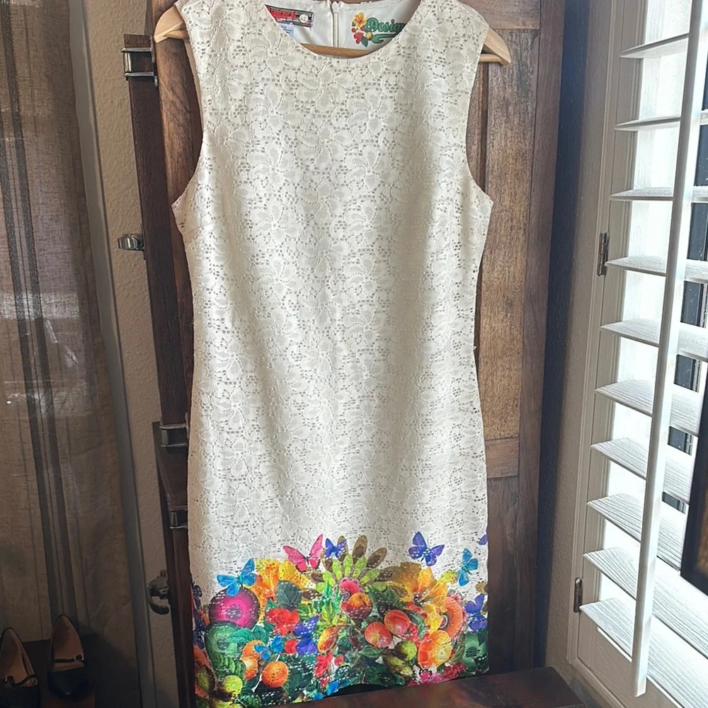 Desigual White Floral Lace Dress size 42 so US 8-10